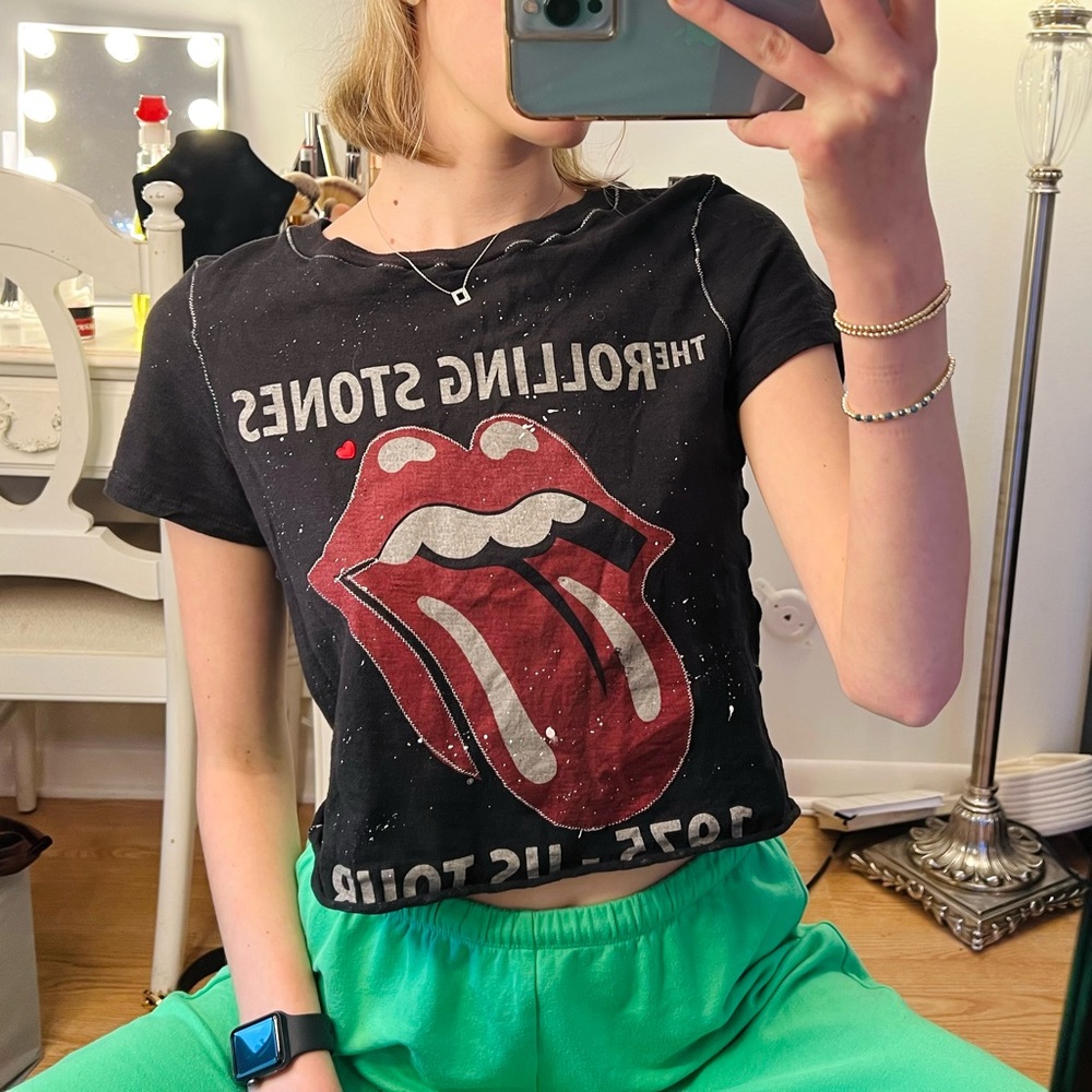 THE ROLLING STONES • Cropped• Distressed• Acid Wash• Graphic• T-Shirt